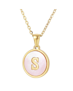 Valentine's Day Birthday Gift Round Pendant Shell Letter Necklace