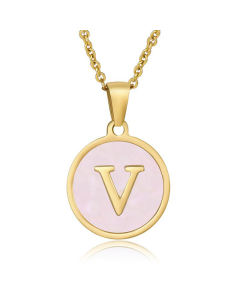 Valentine's Day Birthday Gift Round Pendant Shell Letter Necklace