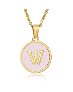 Valentine's Day Birthday Gift Round Pendant Shell Letter Necklace