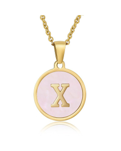 Valentine's Day Birthday Gift Round Pendant Shell Letter Necklace