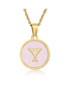 Valentine's Day Birthday Gift Round Pendant Shell Letter Necklace