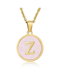 Valentine's Day Birthday Gift Round Pendant Shell Letter Necklace