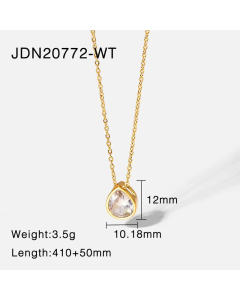 Romantic Drop-Shaped Zircon Pendant Stainless Steel Necklace Jewelry