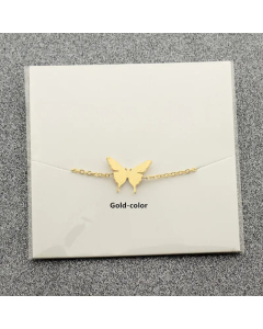 New Simple Real Gold Plating 18K Butterfly Necklace Pendant Jewelry Stainless Steel