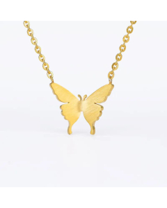 New Simple Real Gold Plating 18K Butterfly Necklace Pendant Jewelry Stainless Steel