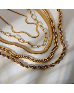 18K Gold Plated Stainless Steel Necklace Hip Hop Necklace Twisted Cuban Chain Wholesale