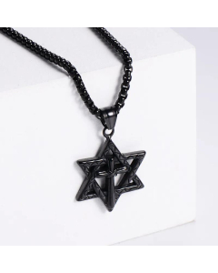 Fashion Hexagram Vintage Cross Casting Pendant Ornament Titanium Steel Necklace 