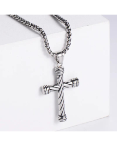 Hip-Hop Style Striped Cross Men Casting Stainless Steel Pendant Necklace