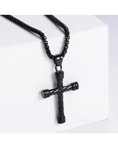 Hip-Hop Style Striped Cross Men Casting Stainless Steel Pendant Necklace