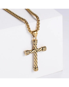 Hip-Hop Style Striped Cross Men Casting Stainless Steel Pendant Necklace