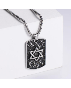 Retro Geometric Trendy Six-Pointed Star Pendant Army Brand Star Cast Stainless Steel Necklace