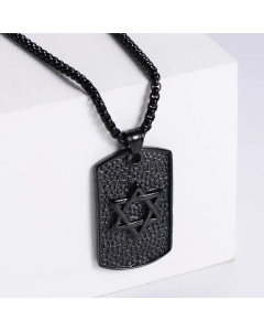 Retro Geometric Trendy Six-Pointed Star Pendant Army Brand Star Cast Stainless Steel Necklace