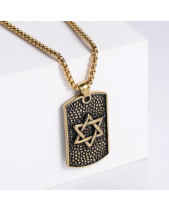 Retro Geometric Trendy Six-Pointed Star Pendant Army Brand Star Cast Stainless Steel Necklace