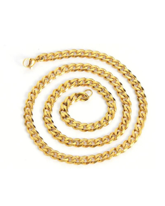 Hipster Men Hip Hop Thick Six-Sided Grinding Necklace Polished Electroplated 18K Gold Stainless Steel Cuban Chain Wholesale 