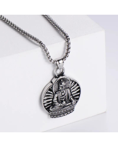 Religious Series Buddhism Amitabha Pendant Geometric Stainless Steel Necklace