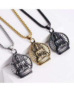 Religious Series Buddhism Amitabha Pendant Geometric Stainless Steel Necklace