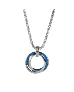 Korean Fashion Men Three-Ring Contrast Color Hip-Hop Titanium Steel Necklace Wholesale