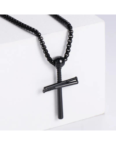 Cross-Border Wholesale New Electroplating Baseball Cross Ornament Stainless Steel Necklace