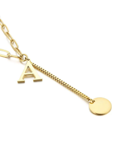 Internet Influencer Cold Style Fresh Women Necklace Korean Style 26 Letters All-Match Stainless Steel Necklace