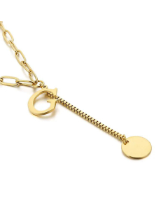 Internet Influencer Cold Style Fresh Women Necklace Korean Style 26 Letters All-Match Stainless Steel Necklace