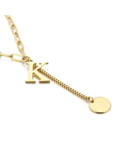 Internet Influencer Cold Style Fresh Women Necklace Korean Style 26 Letters All-Match Stainless Steel Necklace-K