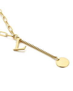 Internet Influencer Cold Style Fresh Women Necklace Korean Style 26 Letters All-Match Stainless Steel Necklace
