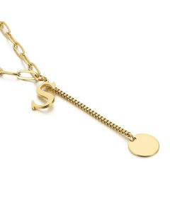 Internet Influencer Cold Style Fresh Women Necklace Korean Style 26 Letters All-Match Stainless Steel Necklace