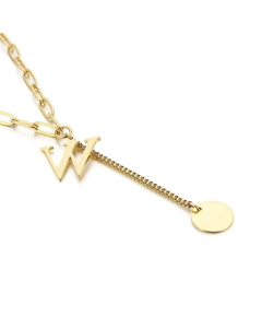Internet Influencer Cold Style Fresh Women Necklace Korean Style 26 Letters All-Match Stainless Steel Necklace