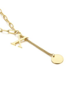 Internet Influencer Cold Style Fresh Women Necklace Korean Style 26 Letters All-Match Stainless Steel Necklace