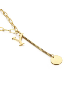 Internet Influencer Cold Style Fresh Women Necklace Korean Style 26 Letters All-Match Stainless Steel Necklace