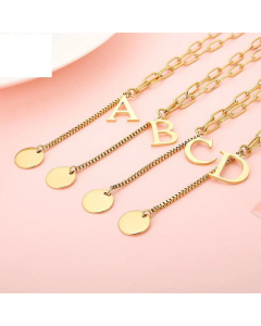 Internet Influencer Cold Style Fresh Women Necklace Korean Style 26 Letters All-Match Stainless Steel Necklace