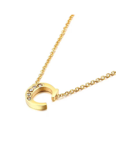 Fashion Inlaid Small Zicron Creative Gold 26 English Letters Stainless Steel Necklace
