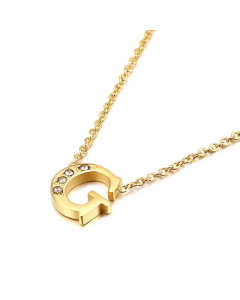 Fashion Inlaid Small Zicron Creative Gold 26 English Letters Stainless Steel Necklace