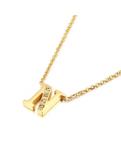 Fashion Inlaid Small Zicron Creative Gold 26 English Letters Stainless Steel Necklace