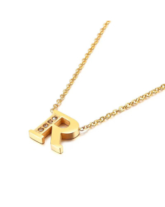 Fashion Inlaid Small Zicron Creative Gold 26 English Letters Stainless Steel Necklace