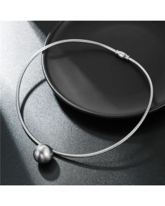 Niche Design Ball Collar Simple Magnet Titanium Steel Choker Necklace Wholesale
