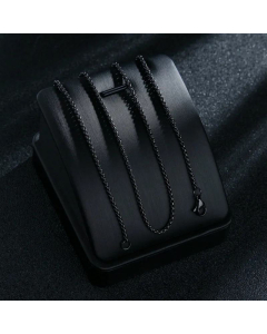 Stainless Steel Square Box Chain Necklace Pendant Chain Necklace Bracelet-Black-50cm-2mm