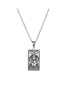 Tarot Pendant Necklace Female Niche Design Titanium Steel Electroplating Necklace Wholesale-Steel Color-01