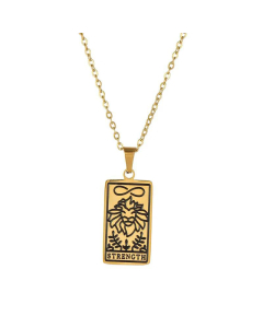 Tarot Pendant Necklace Female Niche Design Titanium Steel Electroplating Necklace Wholesale-Gold Color-01