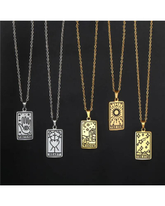 Female Niche Design Titanium Steel Tarot Pendant Electroplating Necklace Wholesale
