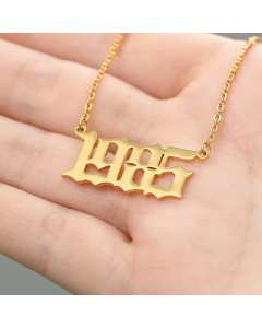 Year Numeric Stainless Steel Necklace Your Year Commemoration Clavicle Chain Necklace-Gold Color-01