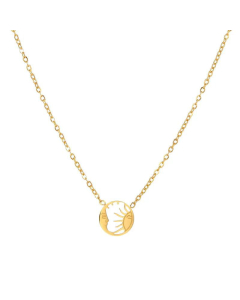 Fashion Square Sun Moon Pendant Necklace 18K Gold-Plated Non-Fading Stainless Steel Necklace 