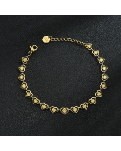 Retro Heart Necklace Stainless Steel Bracelet Necklace Set