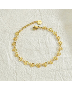 Retro Heart Necklace Stainless Steel Bracelet Necklace Set