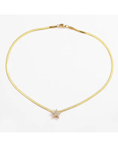 Micro Inlaid Zircon Plated 18K Gold Heart Star Necklace Stainless Steel Clavicle Chain -Gold Color-01