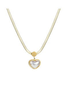 No Fading Shell-Embedded Heart-Shaped Pearl Necklace Women Cross-Border Stainless Steel Clavicle Chain