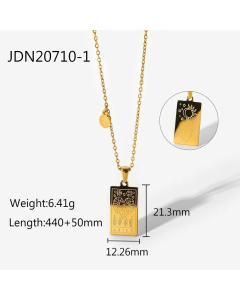 Fashion Necklace Stainless Steel Square Zodiac Pendant 12 Constellation Necklace