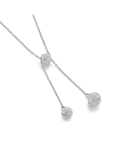 Fashion Clavicle Chain Necklace Mud Full Diamond Ball Stainless Steel Necklace-Steel Color-01