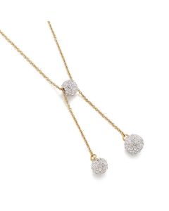 Fashion Clavicle Chain Necklace Mud Full Diamond Ball Stainless Steel Necklace-Gold Color-01