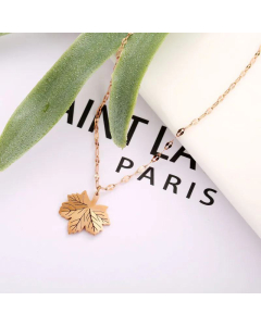 Titanium Steel Necklace Personalized Fashion Leaves Make Money Overnight Clavicle Chain Maple Leaf Pendant 